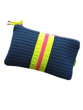 4/$10 Ipsy Glam Bag New January 2018 Game Face Navy Mesh Nautical Neon Makeup